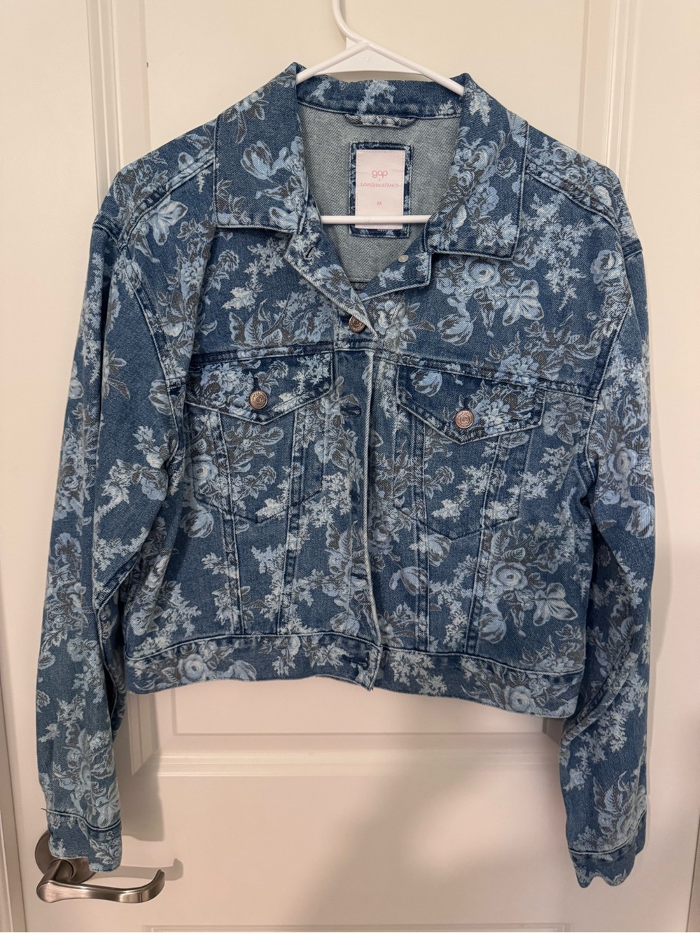 GAP x LoveshackFancy Blue Floral Print Denim Jacket